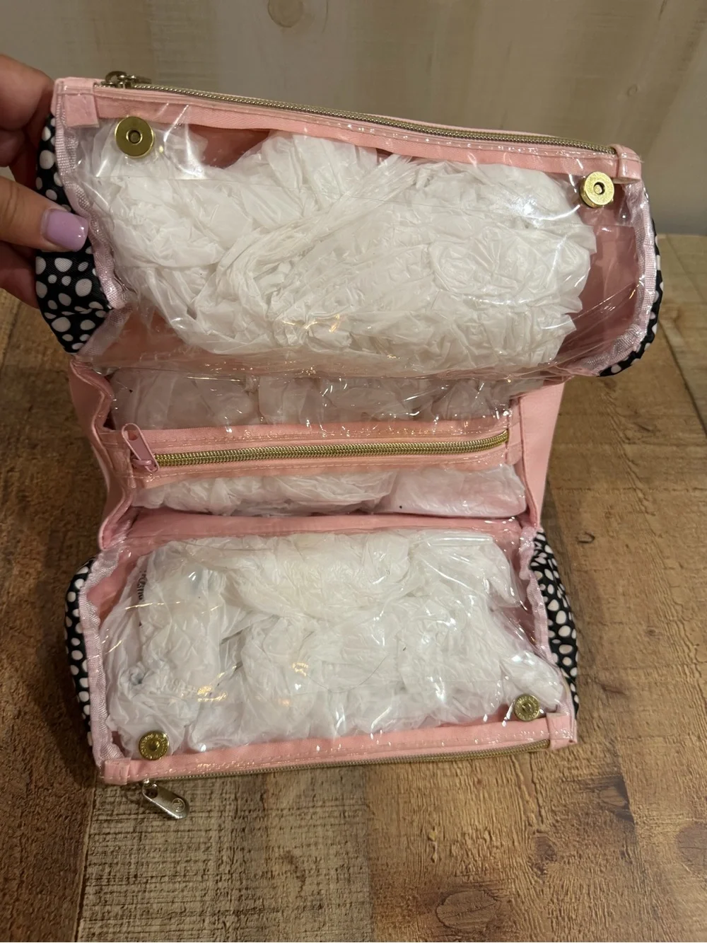 Bundle: Jewelry Tree & Pink & Black Polka Dot Cosmetic Bag